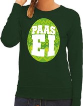 Paas sweater groen met fel groen ei voor dames XS