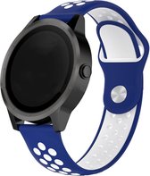Siliconen Armband voor Garmin Vivoactive 3 (music), Vivomove (HR), Foreruner 645 en 245 & Samsung galaxy watch 42mm (3, 41mm), Gear Sport, Active (2) - Sport Horloge Band - Wit / Blauw Bandje