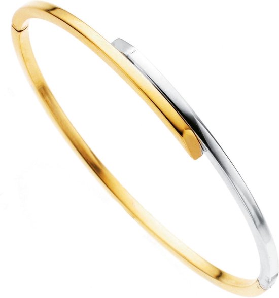 Collega Auto impliciet Lucardi - Dames Bicolor bangle armband - 14 karaat goud - Armband - Cadeau  - Stijlvol... | bol.com