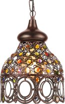 EGLO Vintage Jadida - Hanglamp - 1 Lichts - Koperkleurig - Bont