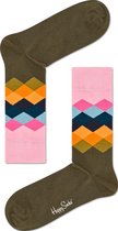 Happy Socks Faded Diamond Sokken - Bruin/Roze - Maat 41-46