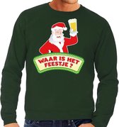 Foute kersttrui / sweater  voor heren - groen - Dronken Kerstman met biertje XL (54)