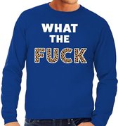 What the Fuck tijgerprint tekst sweater blauw 2XL