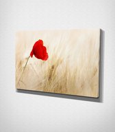 Red Flower Canvas - 60 x 40 cm - Bloemen - Schilderij - Canvas - Slaapkamer - Wanddecoratie  - Slaapkamer - Foto op canvas