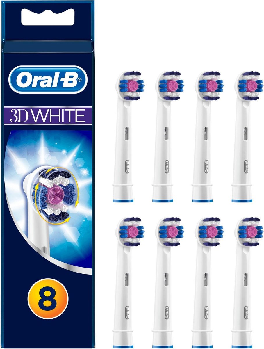 Oral-B 3D White - Opzetborstels - 8 Stuks - Brievenbusverpakking