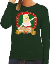 Foute kersttrui / sweater - groen - Touch my Jingle Bells voor dames L (40)