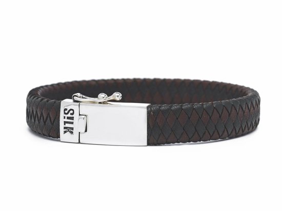 Bijoux SOIE - Bracelet Argent - Alpha - 841BBR.22 - cuir marron / noir - Taille 22