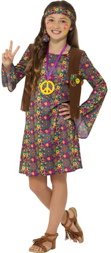 SMIFFY'S - Flower Power hippie outfit voor meisjes - 146/158 (10-12 jaar)