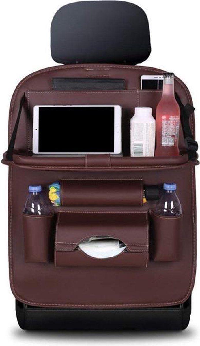 Luxe Auto Organizer met Tablet Houder Autostoel Organiser Ipadhouder voor Kinderen – Donker Bruin