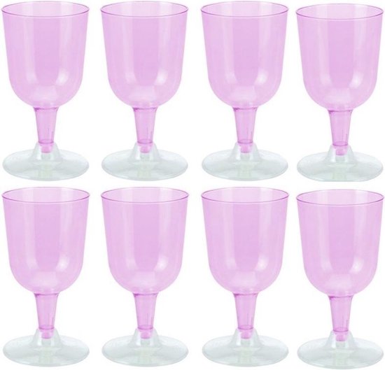 Gemaakt van Wordt erger controleren 8x Roze plastic wijnglazen 170 ml - Kunststof wegwerp glazen voor wijn |  bol.com