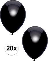 20x Zwarte metallic ballonnen 30 cm - Feestversiering/decoratie ballonnen zwart