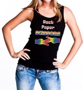 Rock Paper Scissors gaypride tanktop/mouwloos shirt - zwart lesbo singlet voor dames - Gay pride XL