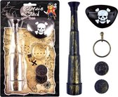 Piraten accessoires set met verrekijker 5 delig - Piraten speelgoed verkleed artikelen