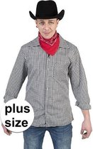 Grote maat zwart/wit geruit cowboy verkleed overhemd voor heren XXXL/XXXXL