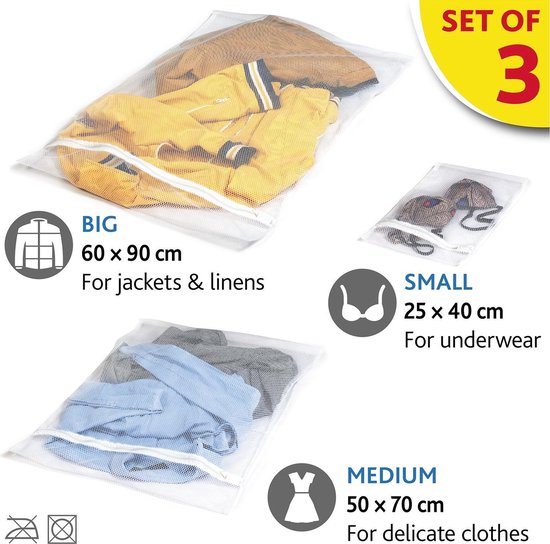 Mesh Waszakken Met Rits Set Small/Large/Medium - Laundry Bags Wasnetjes - BH/Lingerie/Sokken/Schoenen - 3 Stuks