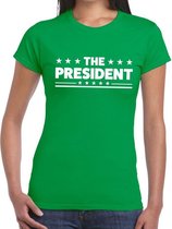 The President tekst t-shirt groen dames - dames shirt  The President S
