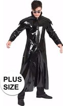 Halloween - Grote maten zwarte gothic lak verkleed jas voor heren 56-58 (2XL/3XL)