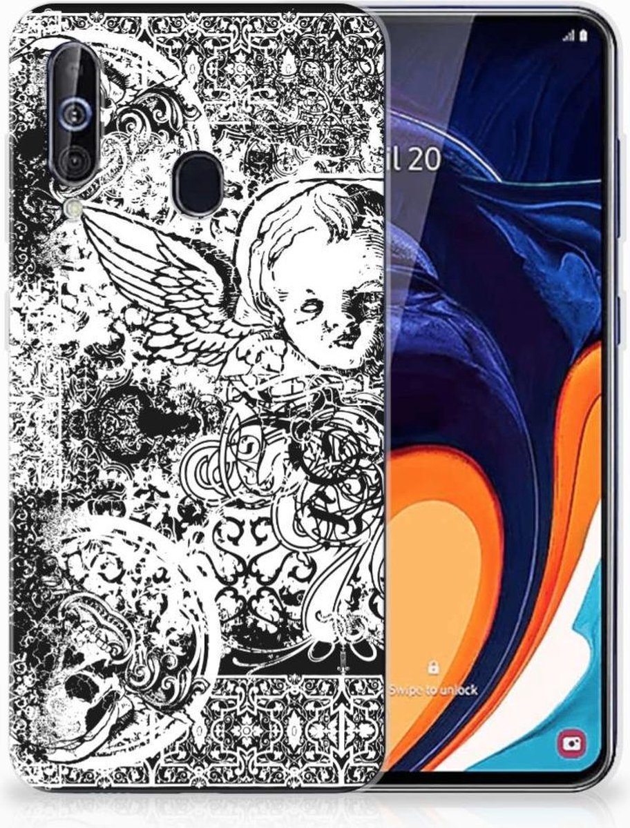 Silicone Back Case Samsung Galaxy A60 Skulls Angel