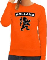 Oranje Holland zwarte leeuw sweater / trui dames - Oranje Koningsdag/ supporter kleding L