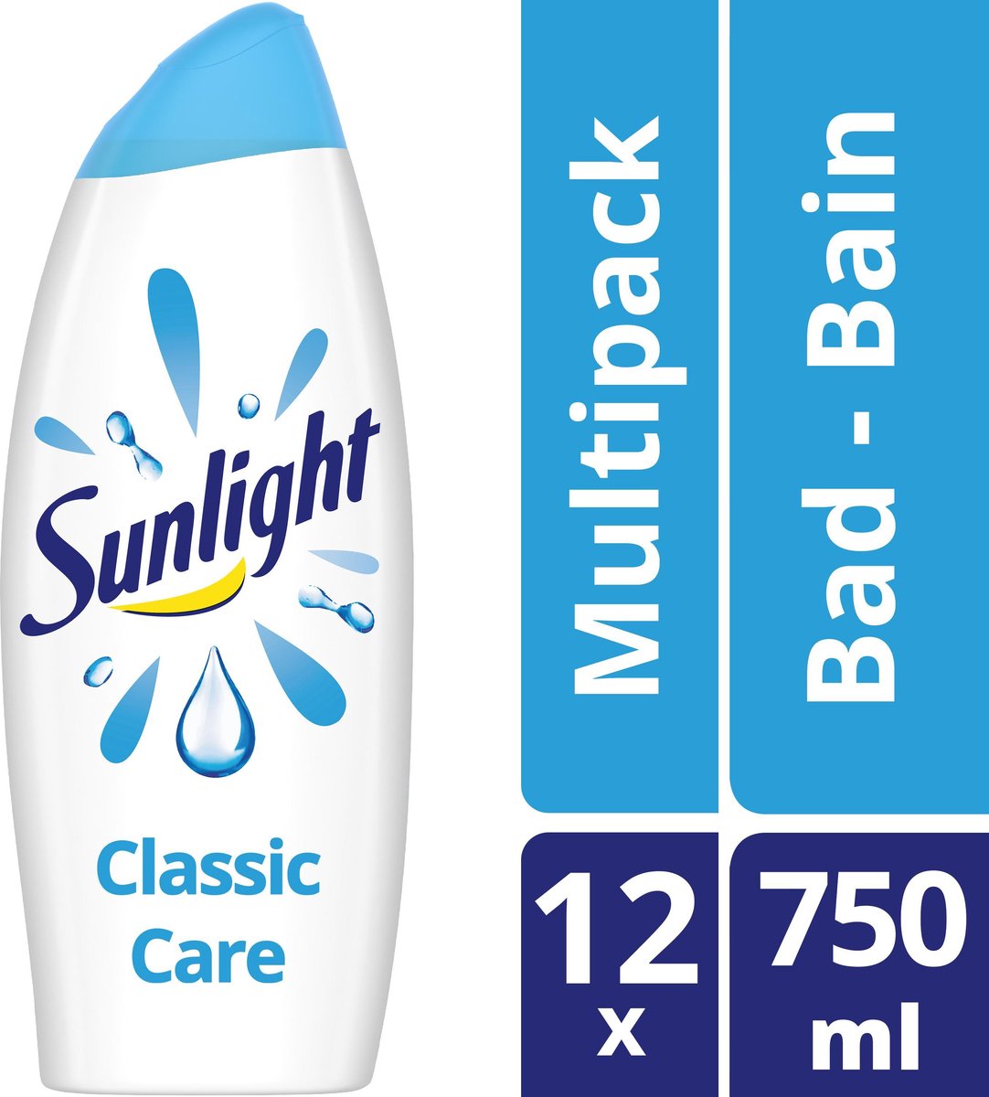 Sunlight Zeep Badschuim - Classic care pH-Huidneutraal - Voordeelverpakking 12 x 750 ml