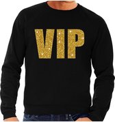 VIP tekst sweater / trui zwart met gouden glitter letters heren L