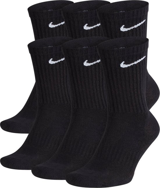 Nike Everyday Cushioned Training Crew Socks, Black, L, 6P.