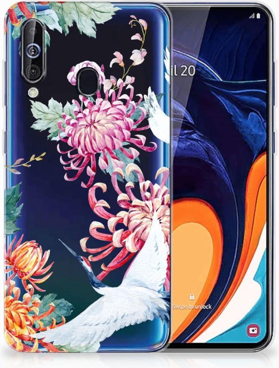 Samsung Galaxy A60 TPU Hoesje Bird Flowers