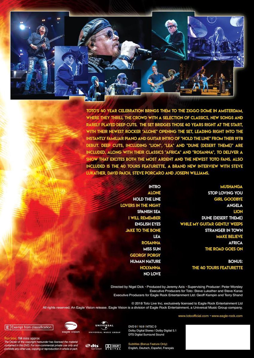 Toto - 40 Tours Around The Sun (Live At The Ziggo Dome) (DVD), Toto |  Muziek | bol.com