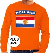 Oranje Nederlandse vlag grote maten sweatshirt heren - Oranje Koningsdag/ Holland supporter kleding 4XL