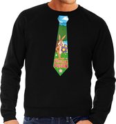 Paashaas stropdas vrolijk Pasen sweater zwart voor heren L