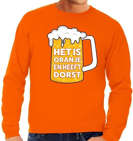 Het is oranje en heeft dorst sweater / trui oranje heren - tekst trui voor heren - oranje kleding XXL