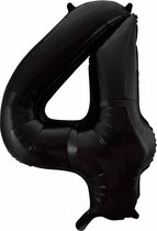 Folie Ballon Cijfer 4 Zwart XL 86cm leeg