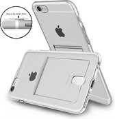 Smart TPU case transparant voor iPhone 7 Plus 5.5 inch met opbergvakje voor een pasje, transparant