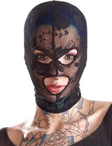 Bad Kitty - Masque de tête de bondage avec motif spécial et visage ouvert - Zwart