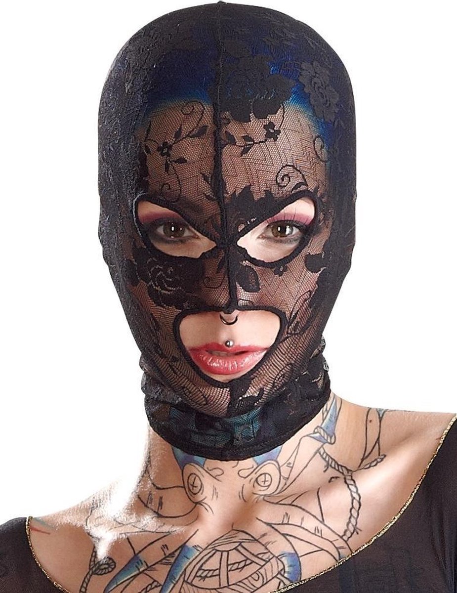 Goedkoopste Bad Kitty – Bondage Hoofd masker met Speciaal Motief en Open Gelaat – Zwart