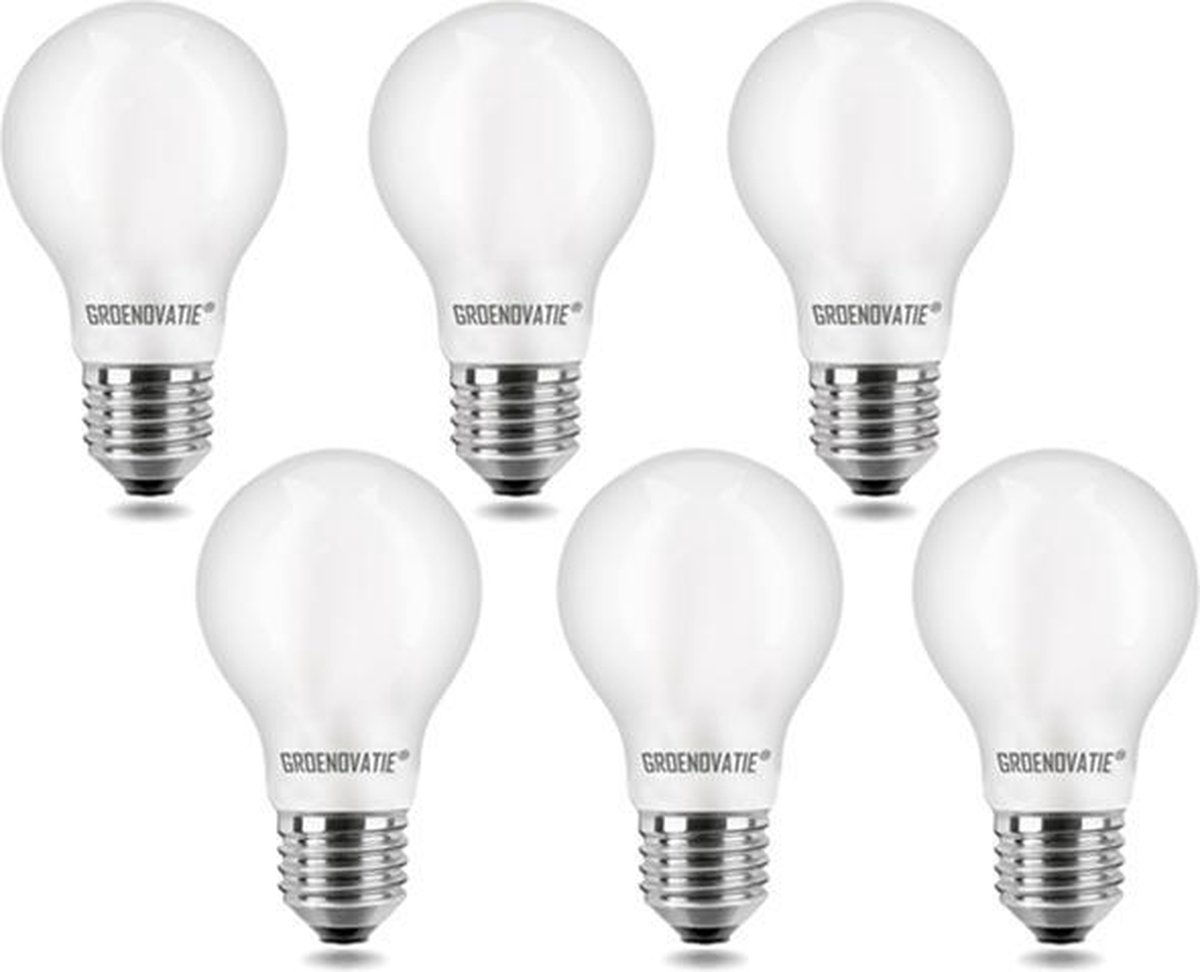 Groenovatie LED Filament Lamp E27 Fitting - 4W - Extra Warm Wit - Dimbaar - 6-Pack - Mat