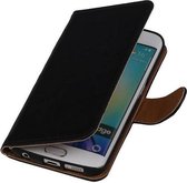 Mobieletelefoonhoesje.nl - Samsung Galaxy S6 Edge Hoesje Washed Leer Bookstyle Zwart