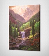 Waterfall - 80 x 120 cm - Landschap - Schilderij - Canvas - Slaapkamer - Wanddecoratie  - Slaapkamer - Foto op canvas