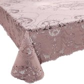 Binnen/buiten tafelkleed/tafellaken oud roze 137 x 180 cm rechthoekig - Rechthoekige kanten tafelkleden Amira - Tuintafelkleed tafeldecoratie