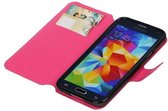 Mobieletelefoonhoesje.nl - Samsung Galaxy S5 Hoesje Cross Pattern TPU Bookstyle Roze
