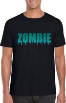 Halloween zombie tekst t-shirt zwart heren M