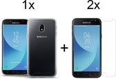 Samsung J3 2017 Hoesje - Samsung Galaxy J3 2017 hoesje siliconen case transparant cover - 2x Samsung Galaxy J3 2017 Screenprotector