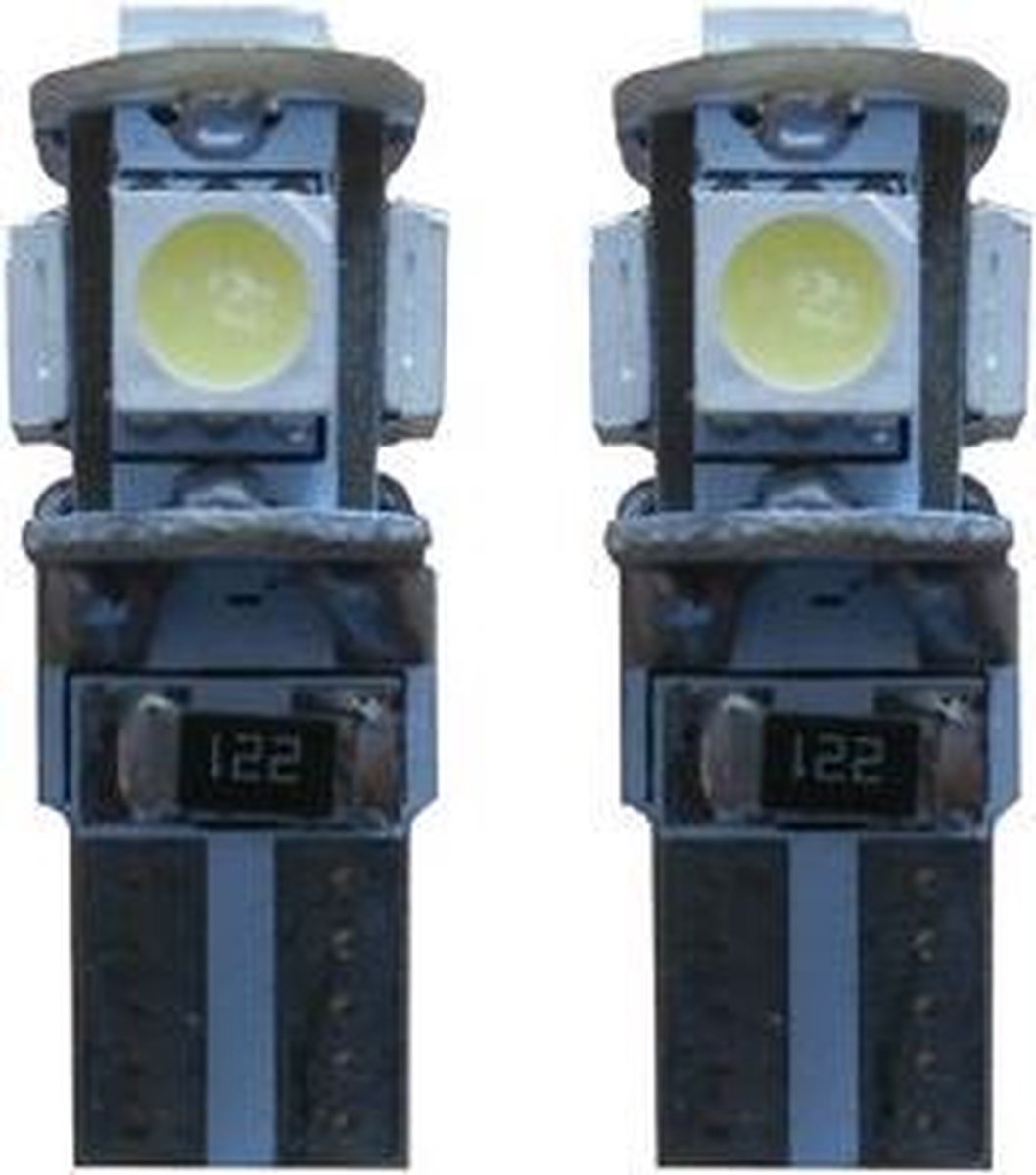 5 SMD CANBUS LED W5W T10 - Blauw 10000K