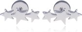 Mendes Triple Star Stud oorbellen Titanium-Zilverkleurig