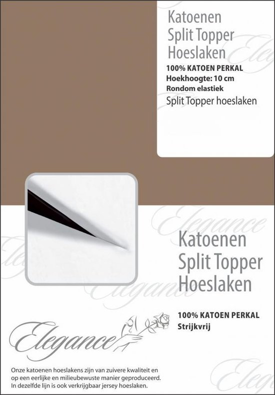 Eleganzzz Splittopper Hoeslaken Perkal Katoen - taupe 180x200cm