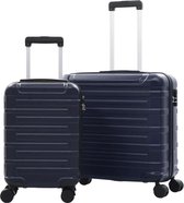 Reiskoffer 2 delig hardcase met 360 graden wielen Blauw (INCL Reisetui) - Rolkoffer harde koffer - Hardcase trolley - Lichtgewicht reiskoffer