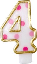 Haza Original Verjaardagskaars Cijfer 4 Goud/roze 6 Cm