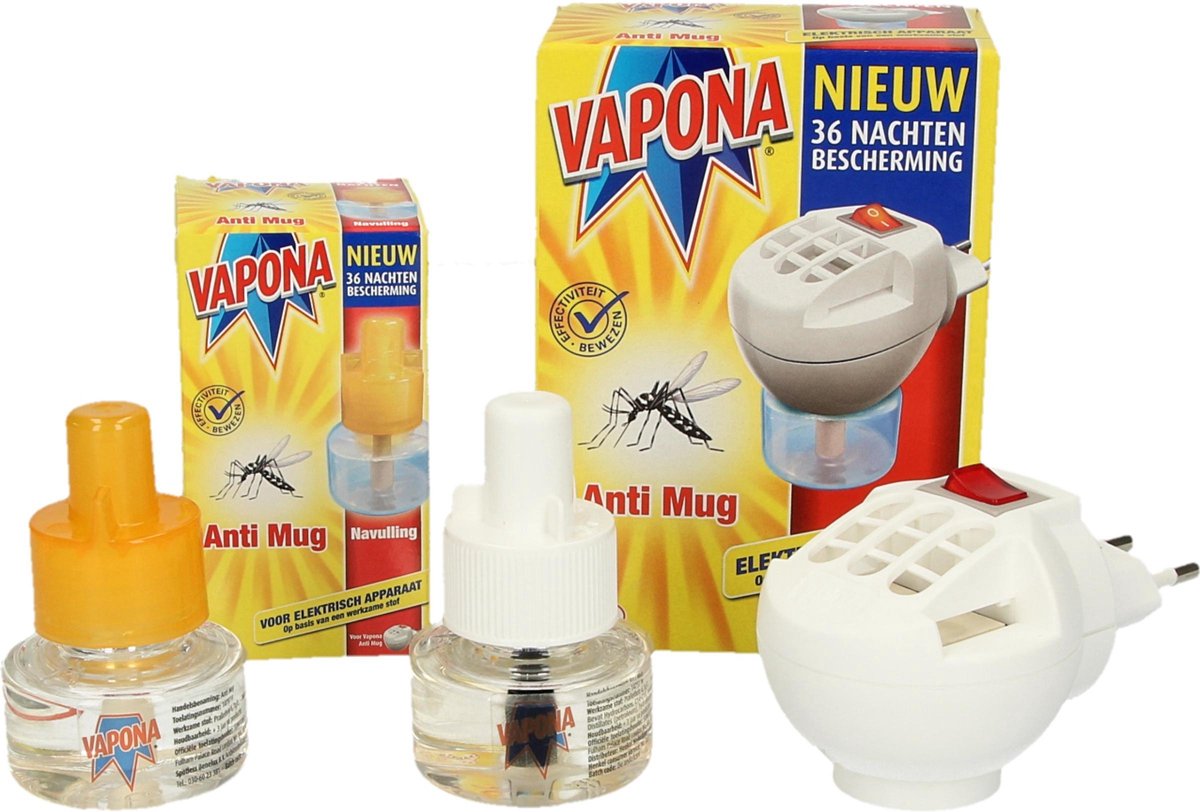 Vapona Anti Mug Stekker met Extra Navulling Bescherming voor 36 Nachten  |... | bol.com