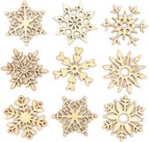 Mini decoratieve sneeuwvlokken van hout. Creatieve knutselpakketten voor kerstdecoraties (45 stuks per verpakking)