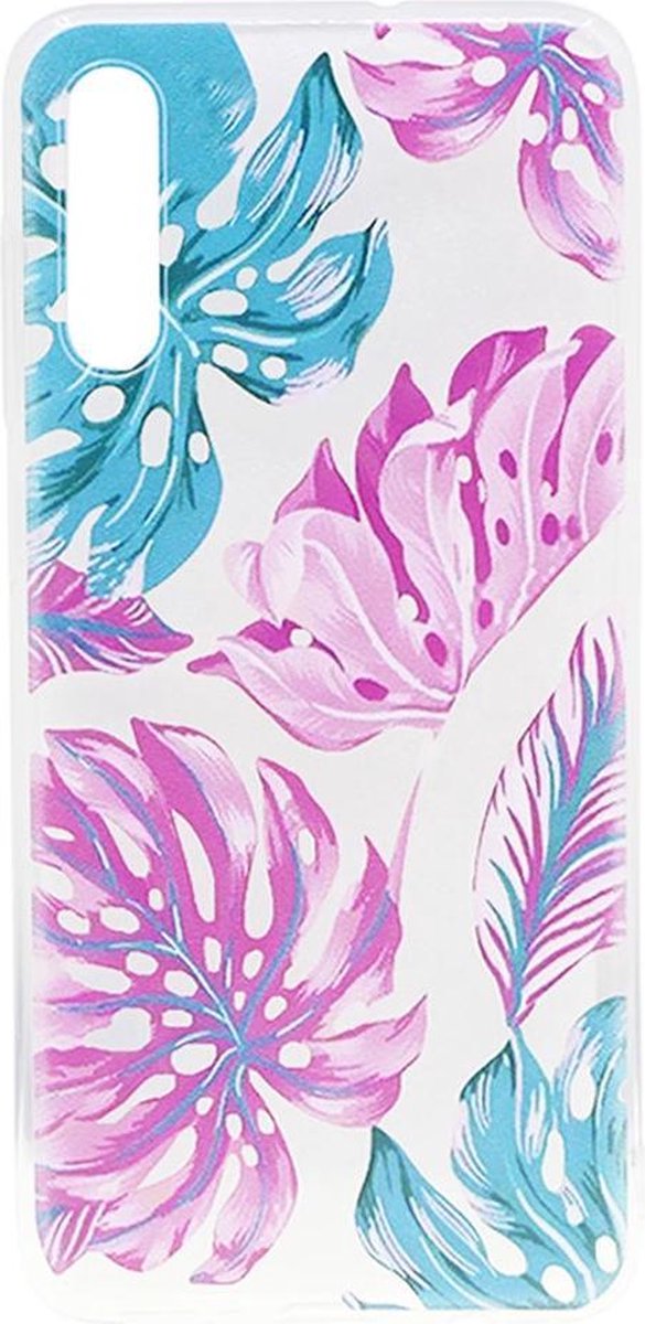 Shop4 - Samsung Galaxy A70 Hoesje - Zachte Back Case Bladeren Gekleurd